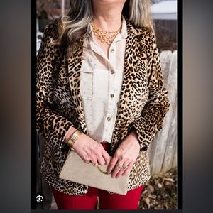 Libby Edelman velvet leopard print blazer